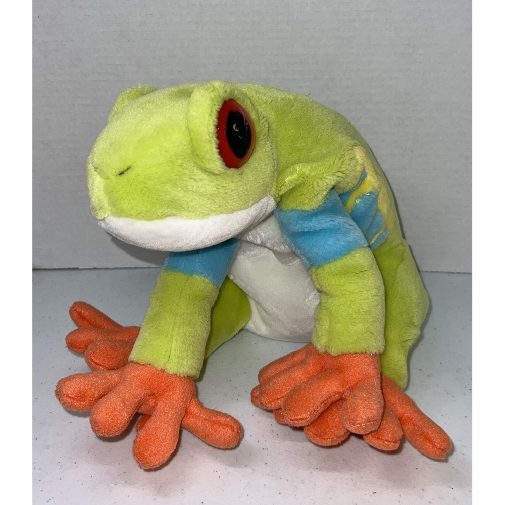 K&M International GREEN TREE FROG 10" Plush STUFFED ANIMAL Toy Wild Republic